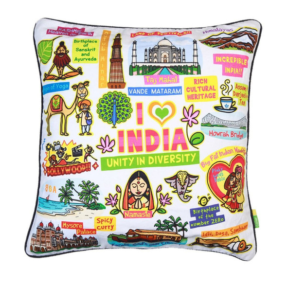 Cushion Cover - India (White) |By Eco Corner | 3.53 Oz | 0.22 lbs | SU-TQ-MAY20
