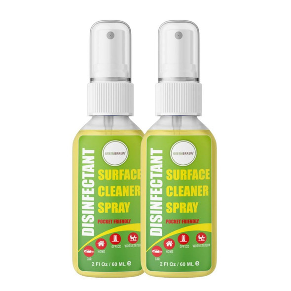 Disinfectant Surface Cleaner Spray (Pack of 2) |By GreenBrrew | 4.06 FlOz | 0.03 gallons | SU-TQ-MAY20