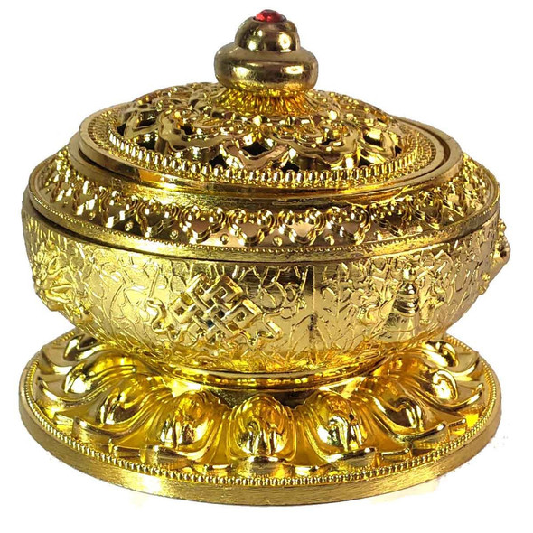 Incense Holder Burner Tibet Buddha Charcoal Lotus (Golden) |By ThirteenKcanddle | 10.23 Oz | 0.64 lbs | SU-TQ-MAY20