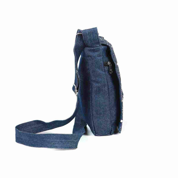 Denim Sling Bag With Embroidery |By Kritikala | 10.58 Oz | 0.66 lbs | SU-TQ-MAY20