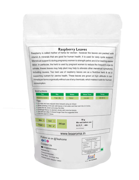 Raspberry Tea Leaves Superherb for Women Helps with Women, Period Health, Menstural Cramp & Pain | By Tea Aroma | 1.76 Oz | 0.11 lbs