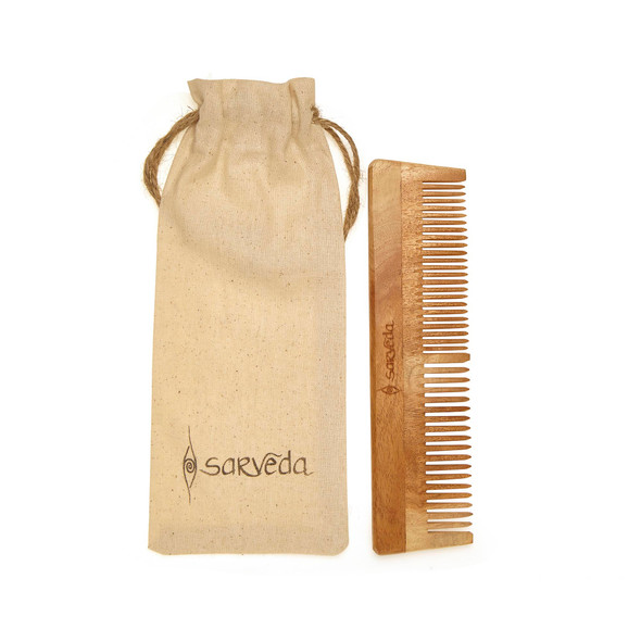 Natural and Eco-friendly Neem Wood Combs with Anti-fungal & Anti-bacterial properties for Healthy Hair and Scalp, Pack of 3 |By Sarveda | 3.53 OZ