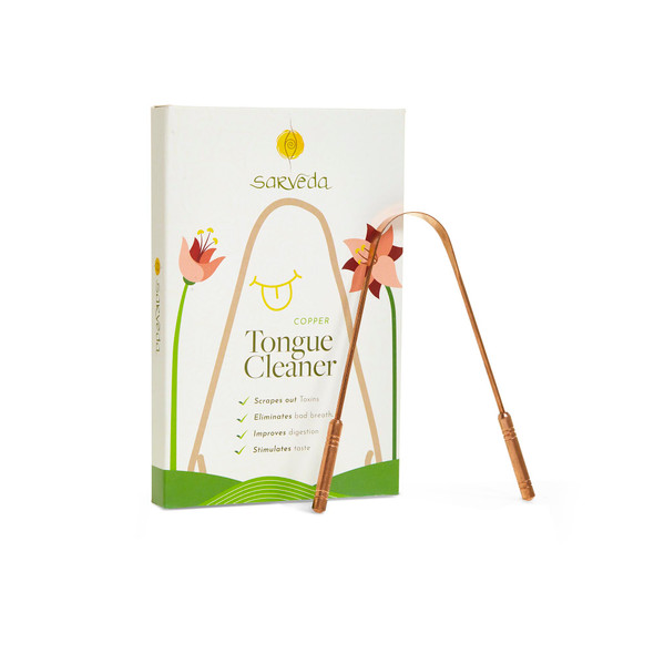 Ayurvedic Pure Copper Tongue Cleaner for Oral Hygiene | By Sarveda | 2.65 Oz