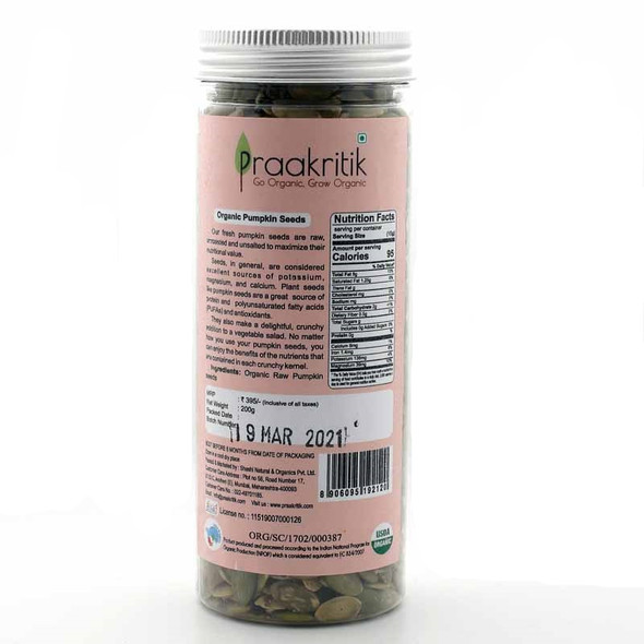 Organic Raw Pumpkin Seeds | By Praakritik | 7.05 Oz | 0.44 lbs | SU-CW-JUN01