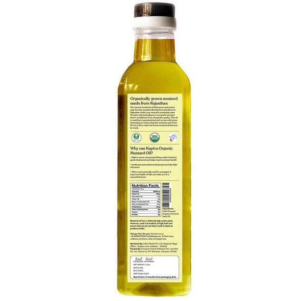 Organic Cold Pressed Mustard Oil | By Kapiva | 33.81 fl oz | 0.26 gallons | SU-CW-JUN01