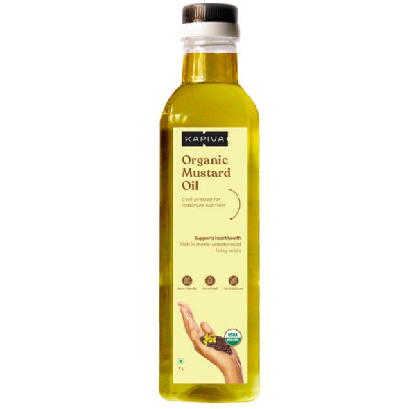 Organic Cold Pressed Mustard Oil | By Kapiva | 33.81 fl oz | 0.26 gallons | SU-CW-JUN01
