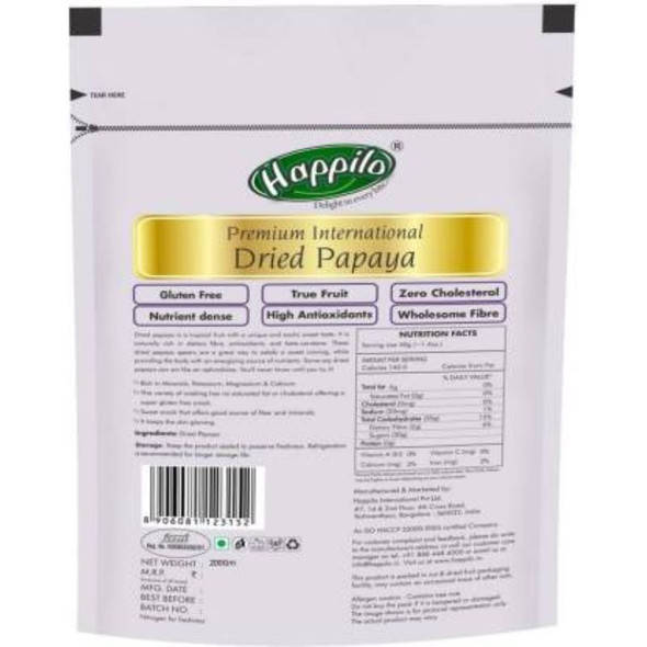 Premium International Dried Papaya | By Happilo | 7.05 Oz | 0.44 lbs | SU-CW-JUN01