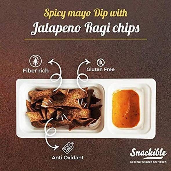 Dipsters Spicy Mayo Dip+ Jalapeno Ragi Chips | By Snackible | 1.76 Oz | 0.11 lbs | SU-CW-JUN01