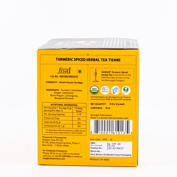 Turmeric Spiced Herbal Tisane Tea | By Vahdam Teas | 1.06 Oz | 0.07 lbs | SU-CW-JUN01