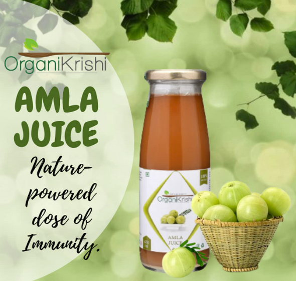 Amla Juice in Glass bottle 450ml| By OrganiKrishi | 15.22 FLOZ | 0.12 Gallons
