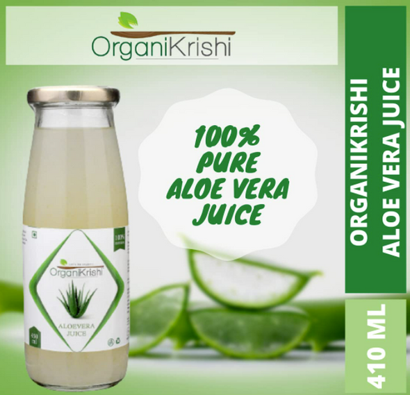 Aloe Vera Juice with Fibre 450ML| By OrganiKrishi | 15.22 FLOZ | 0.12 Gallons