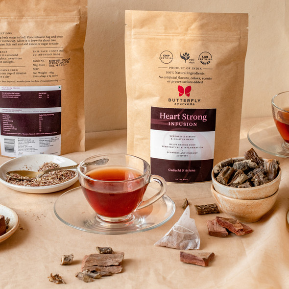 Heart Strong Infusion For A Healthy Heart - 20 Tea Bags (40g)  | By  Butterfly Ayurveda  |  1.41 oz  |  0.09lbs