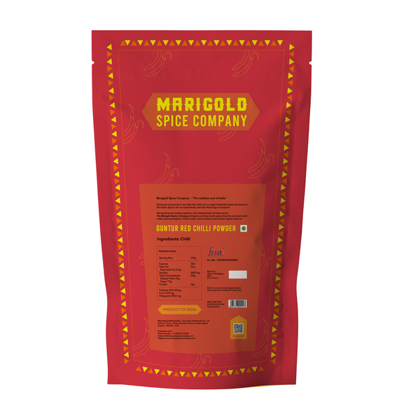 GUNTUR RED CHILLI POWDER - PACK OF 4 | 100% NATURAL | 200gms Each |  By  Marigold Spice Company  |   7.05 oz  |   0.44 lbs