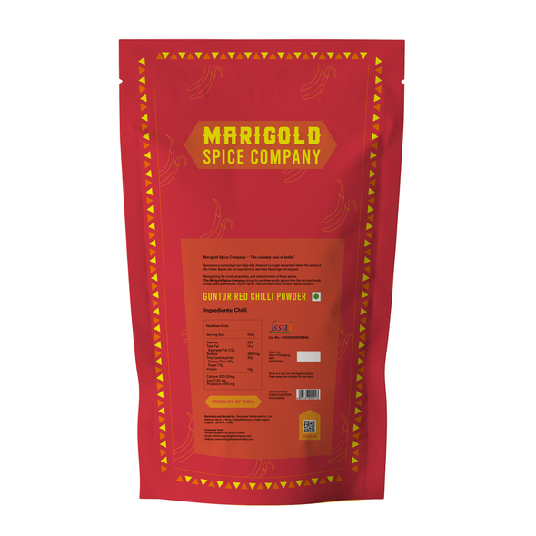 GUNTUR RED CHILLI POWDER - PACK OF 4 | 100% NATURAL | 200gms Each |  By  Marigold Spice Company  |   7.05 oz  |   0.44 lbs