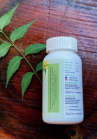 Neem Veg Capsules (100 Capsules) | By Daivik Moringa | 4.51 oz | 0.28 lbs