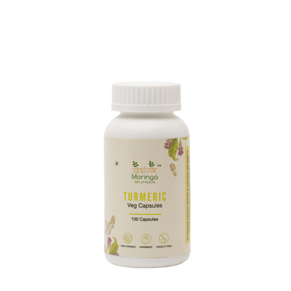 Turmeric Veg Capsules (100 Capsules) | By Daivik Moringa | 4.51 oz | 0.28 lbs