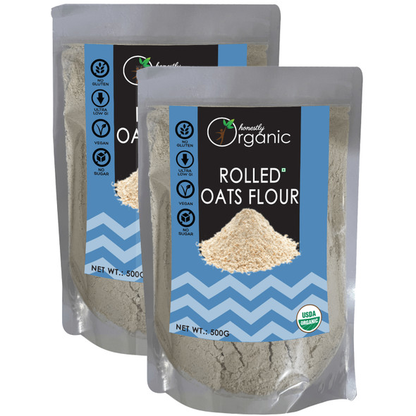 Organic Rolled Oats Flour - 500g (Pack of 2)  |  By  D-Alive  | For USA    |  17.64 oz    |   1.1 lbs
