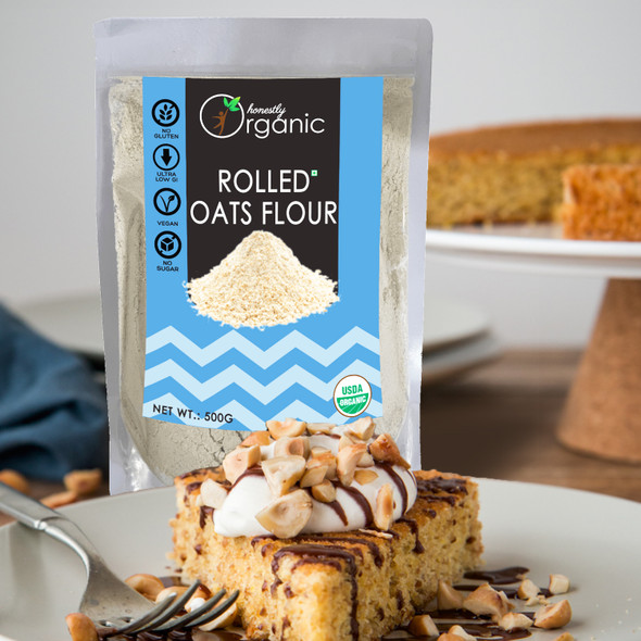 Organic Rolled Oats Flour - 500g (Pack of 2)  |  By  D-Alive  | For USA    |  17.64 oz    |   1.1 lbs