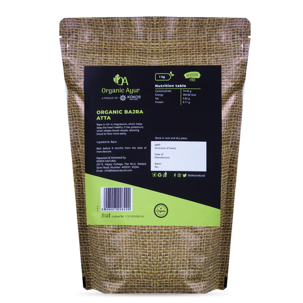 BAJRA ATTA | By Organic Ayur | For USA | 35.27 Oz | 2.2 lbs