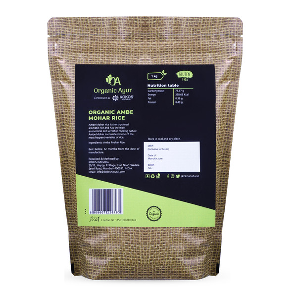 AMBE MOHAR RICE | By Organic Ayur | For USA | 35.27 Oz | 2.2 lbs
