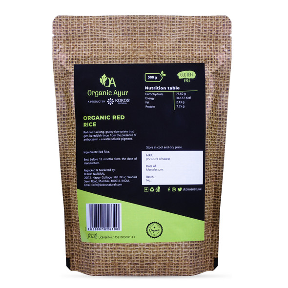 RED RICE  | By Organic Ayur | For USA | 17.64 Oz | 1.1 lbs