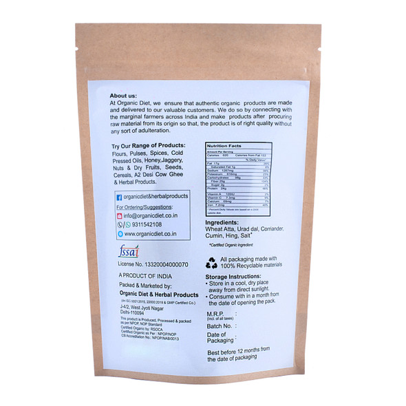 Bedmi Atta | By Organic Diet | For USA | 17.64 Oz | 1.1 lbs