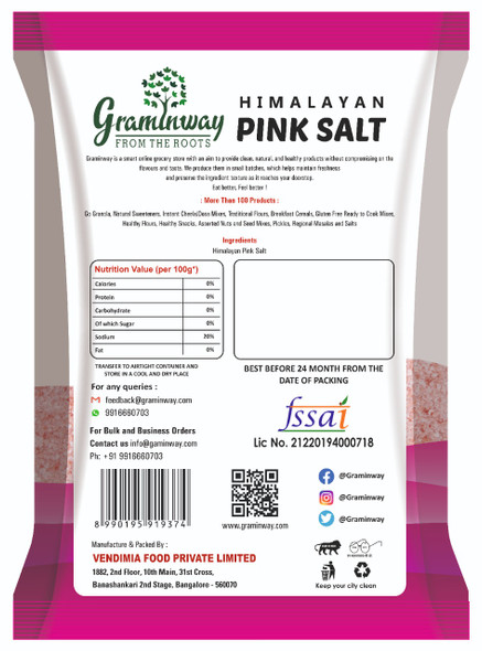 Himalayan Pink Salt | By Graminway | For USA | For USA | 17.64 Oz | 1.1 lbs