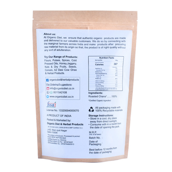 Roasted Chana | By Organic Diet | For USA | 14.11 Oz | 0.88 lbs