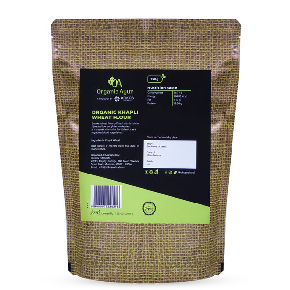 KHAPLI WHEAT FLOUR | By Organic Ayur | For USA | 26.46 Oz | 1.65 lbs