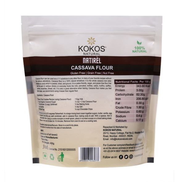 Cassava Flour | By Kokos Natural | For USA | 14.11 Oz | 0.88 lbs