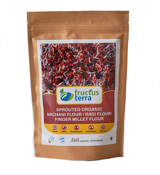 SPROUTED RAGI/Nachani /FINGER MILLET FLOUR | By Fructus Terra | For USA | 17.64 Oz | 1.1 lbs