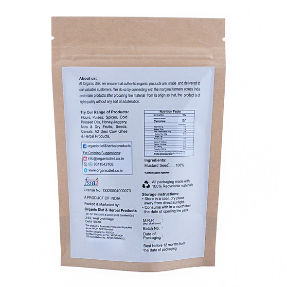 Mustard Seed(Rai) | By Organic Diet | For USA | 3.53 Oz | 0.22 lbs