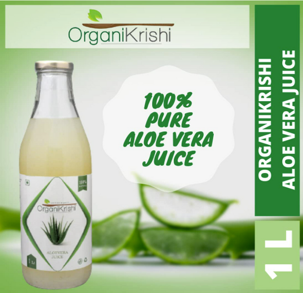 Aloe Vera Juice with Fibre 1Ltr| By OrganiKrishi | For USA | 33.81 FLOZ | 0.26 Gallons