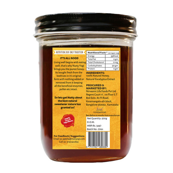 Eucalyptus Honey | By Nutty Yogi | For USA | 17.64 Oz | 1.1 lbs