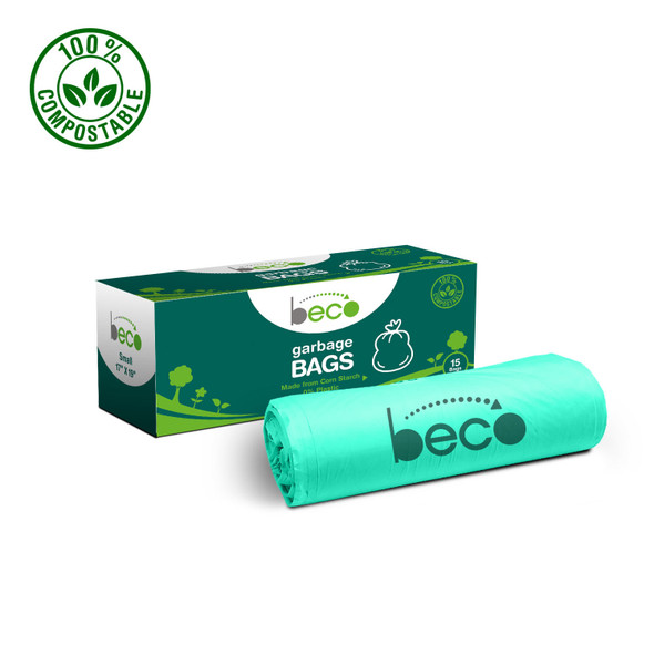 Compostable Small 17 X 19 Inches Garbage Bags/Trash Bags/Dustbin Bags 15 Pieces - Pack of 3 | By BECO | For USA | 14.11 Oz | 0.88 lbs