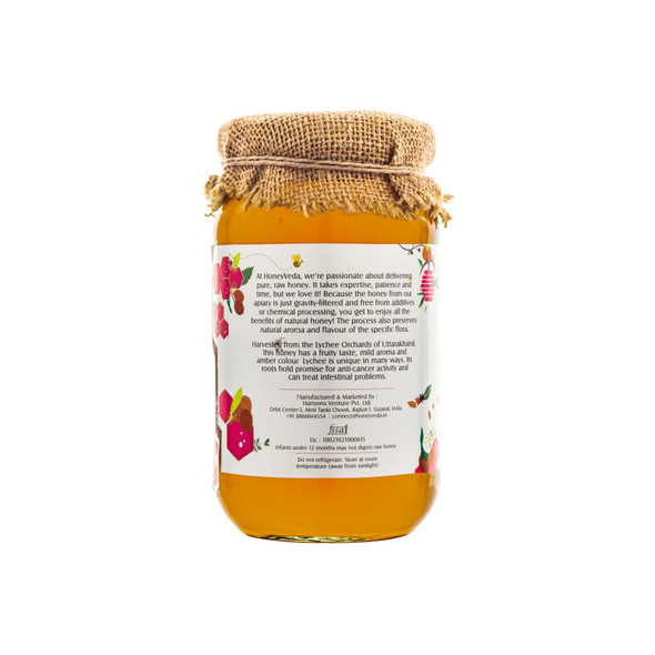 Lychee Raw Honey | By HoneyVeda | For USA | 17.64 Oz | 1.1 lbs
