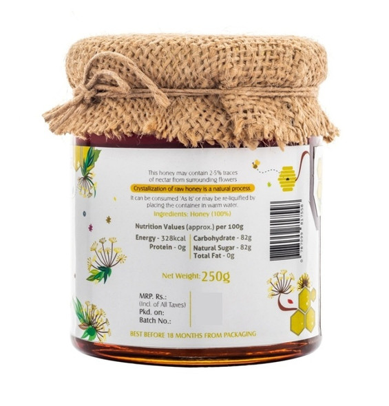 Fennel Raw Honey | By HoneyVeda | For USA | 8.82 Oz | 0.55 lbs
