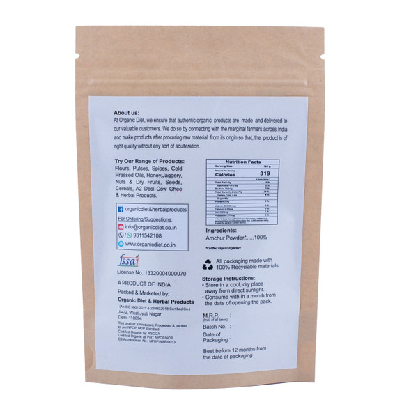 Amchur Powder | By Organic Diet | For USA | 3.53 Oz | 0.22 lbs