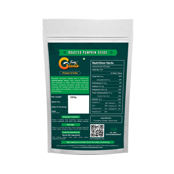 Roasted Pumpkin Seeds | By Tasty Giants | For USA | 8.71 Oz | 0.55 lbs