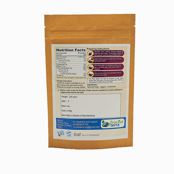 SPROUTED RAGI SATTVA | By Fructus Terra | For USA | 8.82 Oz | 0.55 lbs