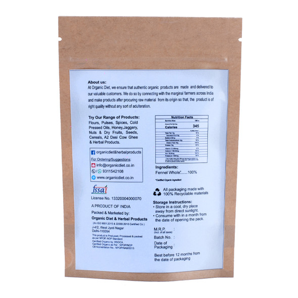 Fennel(Sauf) | By Organic Diet | For USA | 2.65 Oz | 0.17 lbs