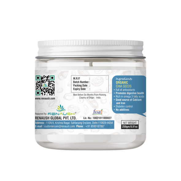 Certified Organic Chia Seeds | By Renaush | For USA | 8.82 Oz | 0.55 lbs