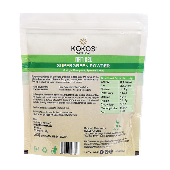 Supergreen Powder | By Kokos Natural | For USA | 5.29 Oz | 0.33 lbs