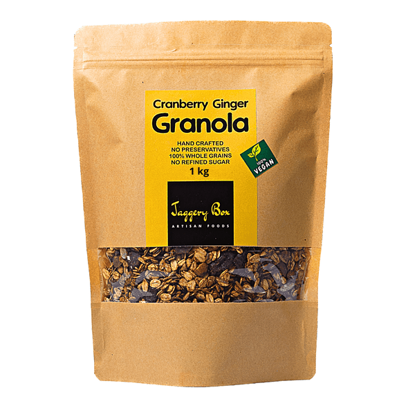 Cranberry Ginger Granola 1kg Family Pack | By Jaggery Box | For USA | 35.27 Oz | 2.2 lbs