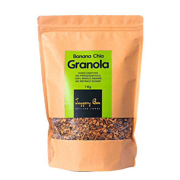 Banana Chia Granola 1kg Family Pack | By Jaggery Box | For USA | 35.27 Oz | 2.2 lbs