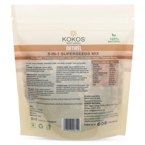 5-in-1 SuperSeeds Mix | By Kokos Natural | For USA | 7.05 Oz | 0.44 lbs