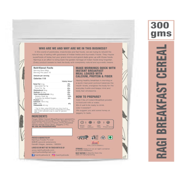 Ragi Instant breakfast cereal | By Namhya | For USA | 10.58 Oz | 0.66 lbs