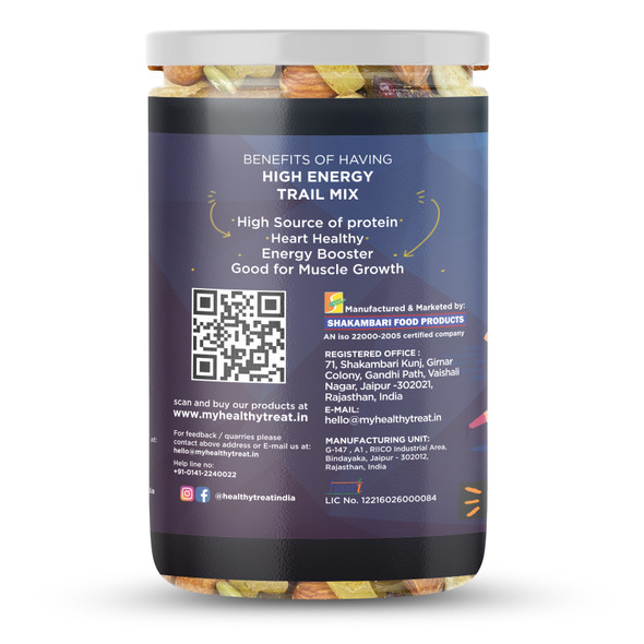High Energy Trail Mix Protein Rich Mix Of Roasted Cashew Nut, Almonds, Pumpkin Seeds, Watermelon Seeds, Sunflower Seeds, Raisins, Cranberries | By Healthy Treat | For USA | 8.82 Oz | 0.55 lbs