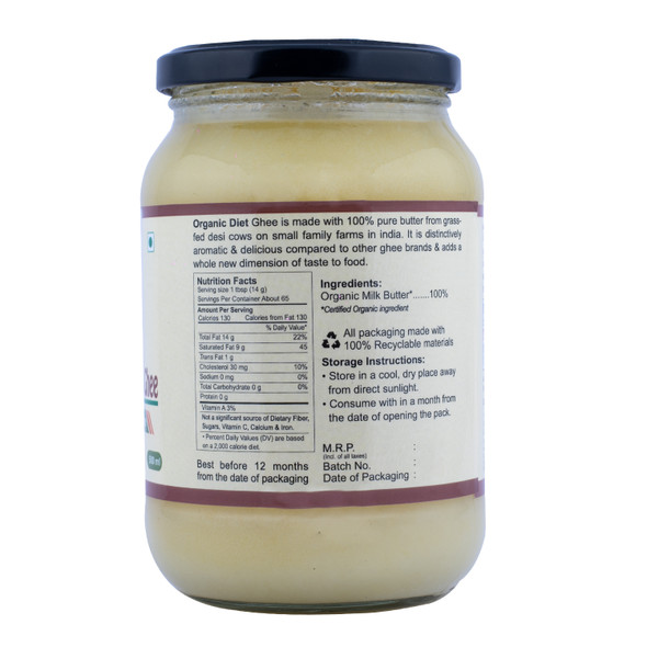 A2 Desi Cow Ghee | By Organic Diet | For USA | 16.91 fl Oz