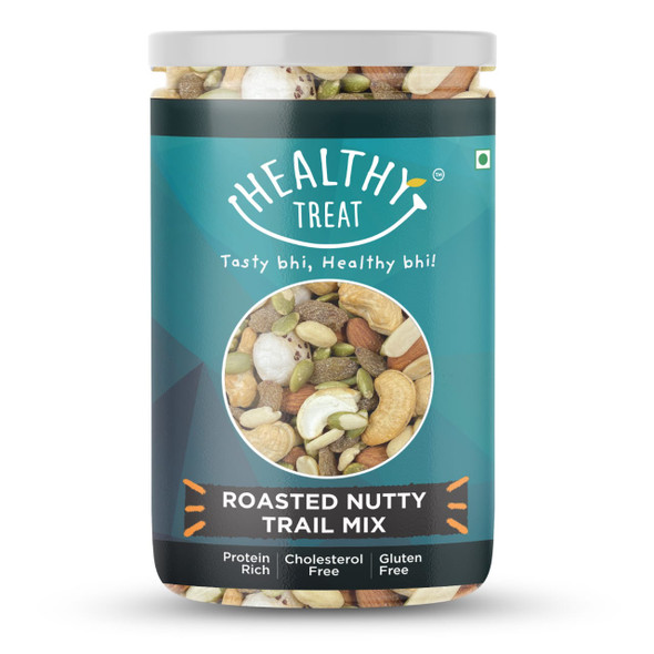 Roasted Nutty Trail Mix Roasted Cashew, Almond, Makahana. Peanuts, Raisins, Sunflower Seed, Pumpkin Seed | By Healthy Treat | For USA | 7.05 Oz | 0.44 lbs